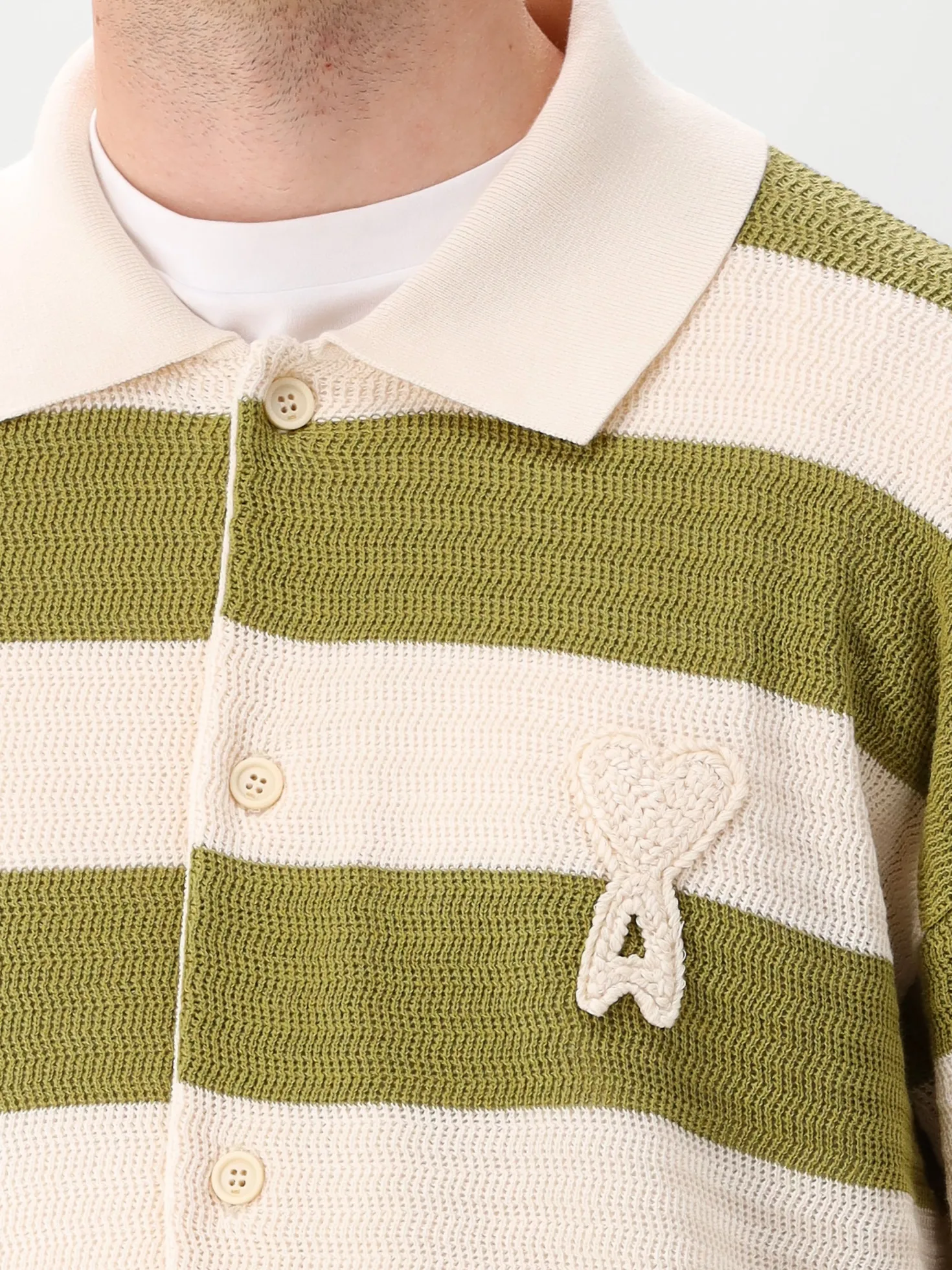 AMI Paris Gebreide Trui Groen Cardigan ADC Shirt