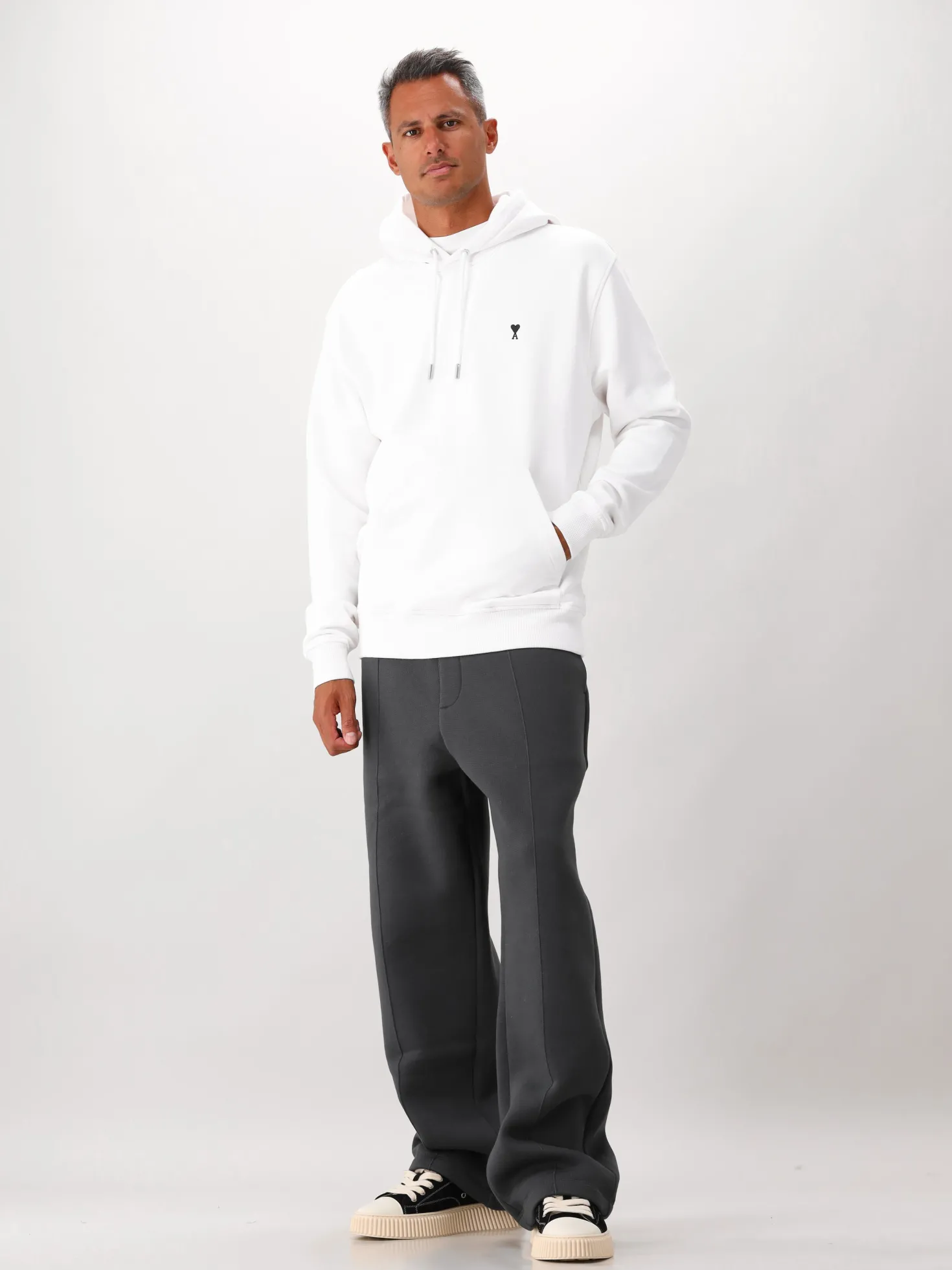 AMI Paris Hoodie Wit Molleton ADC