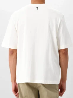 AMI Paris T-shirt Beige Signature Print Teeshirt