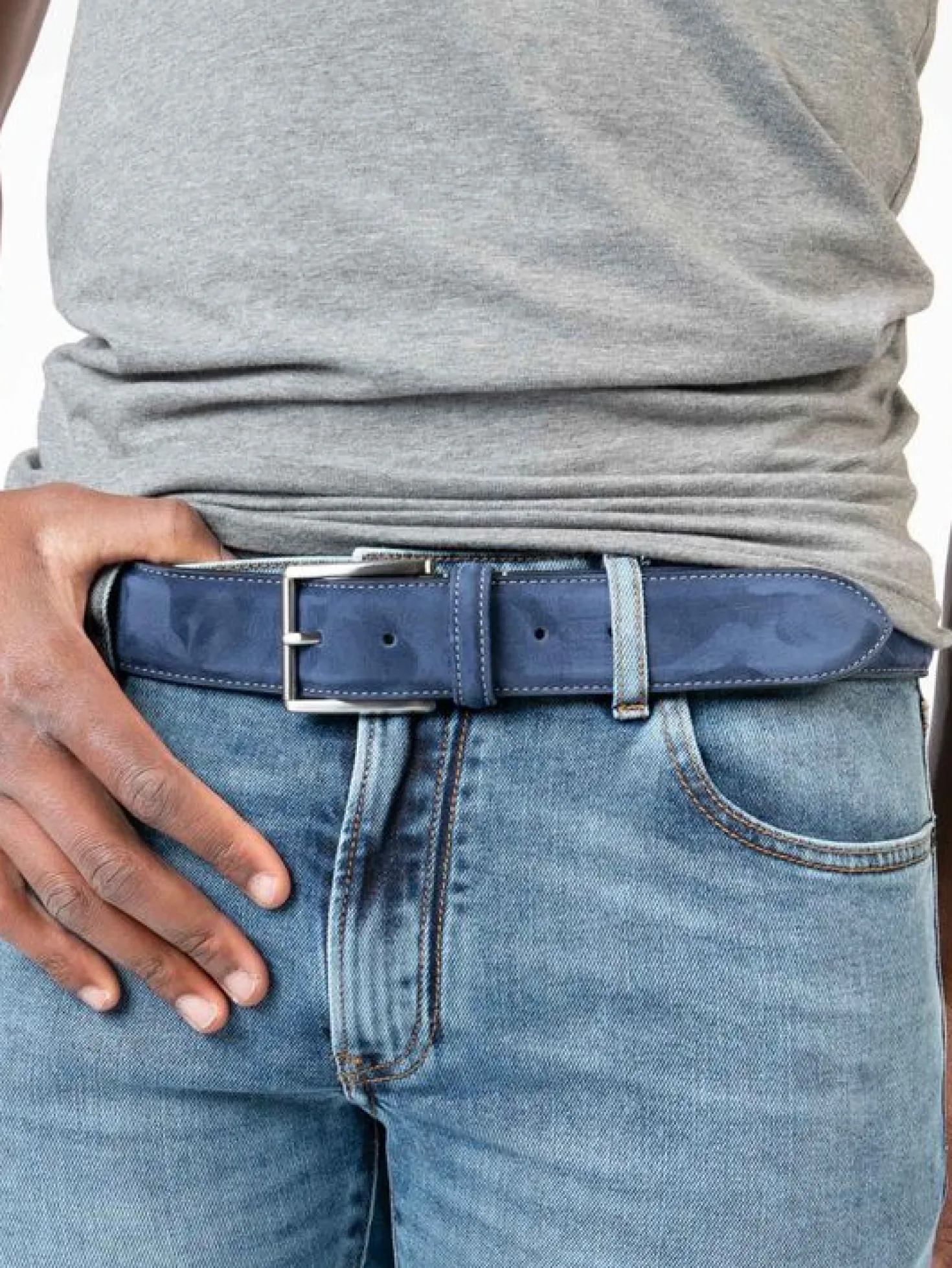 Anderson's Riem Blauw Suede