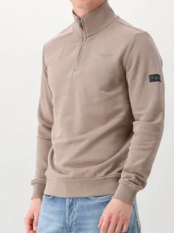 Cavallaro Sweater Taupe Diagono Half Zip