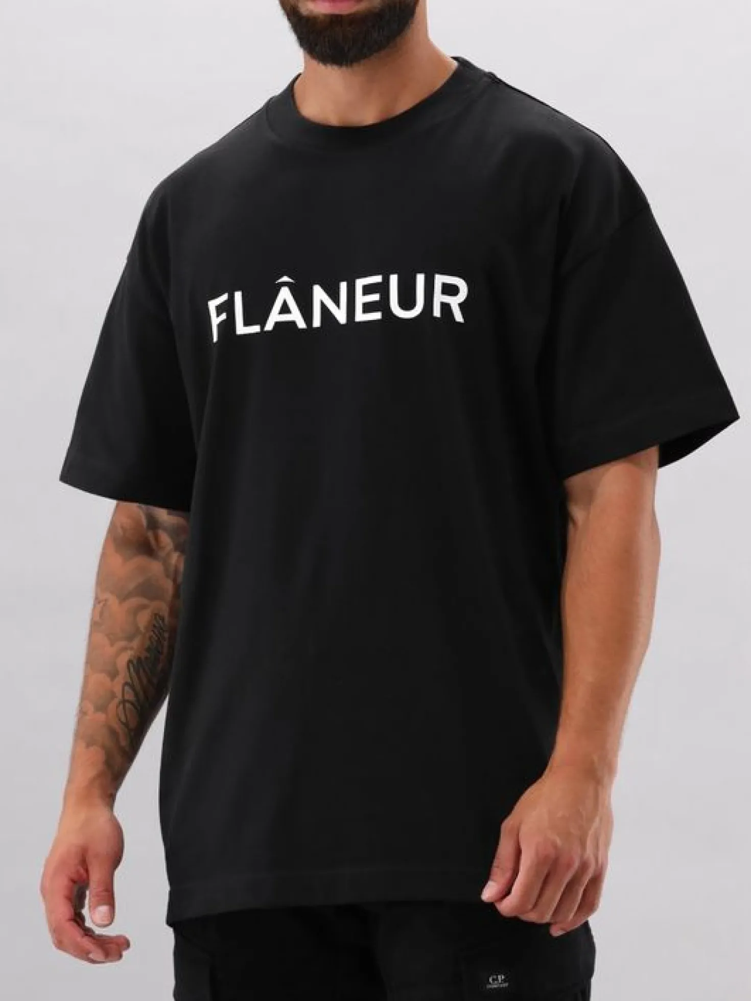 Flaneur Printed Logo Tee Black