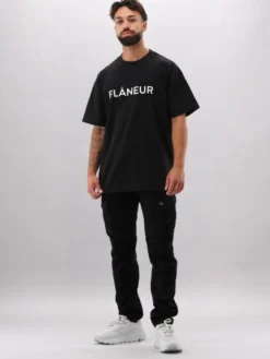 Flaneur Printed Logo Tee Black