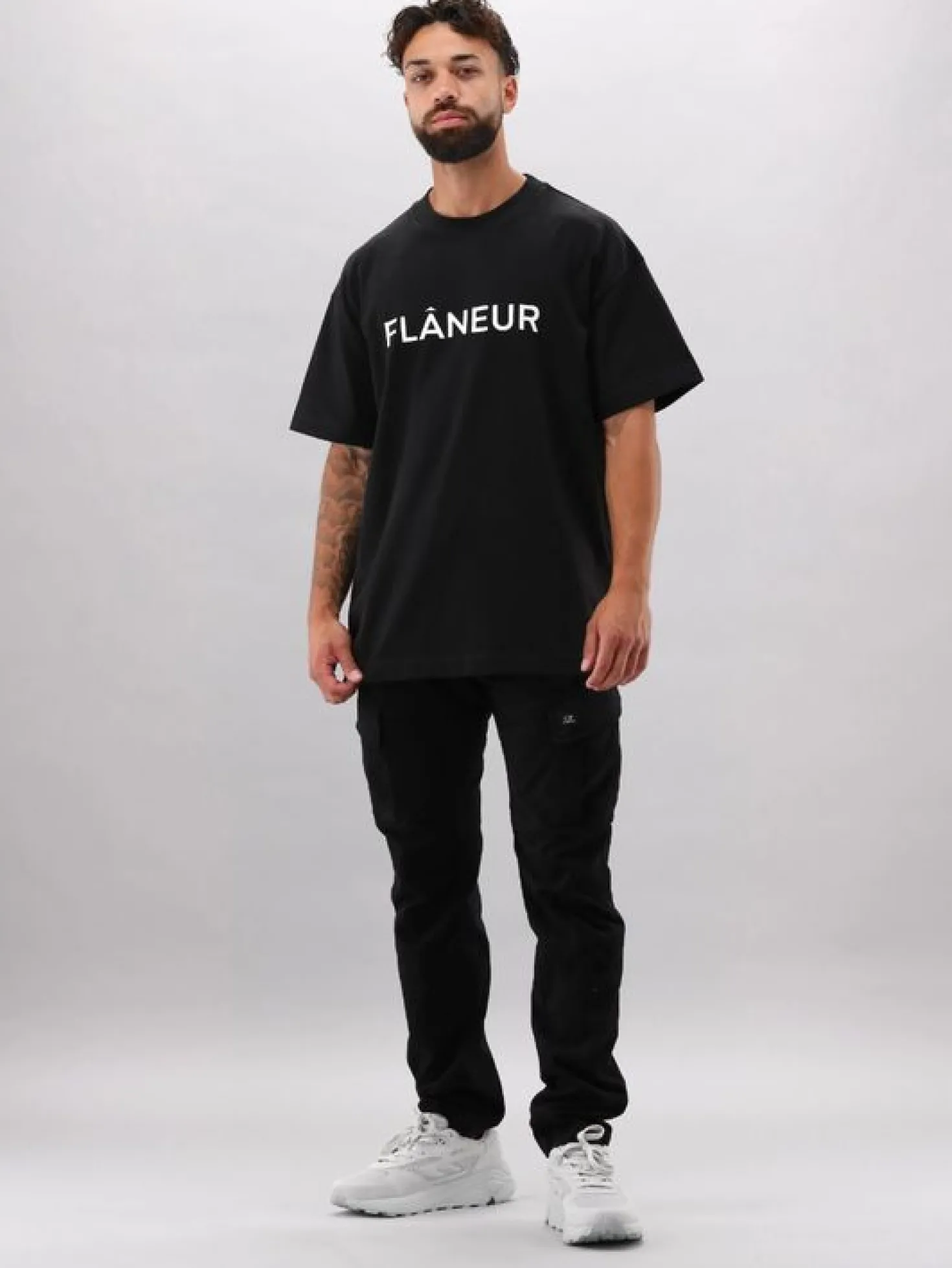Flaneur Printed Logo Tee Black