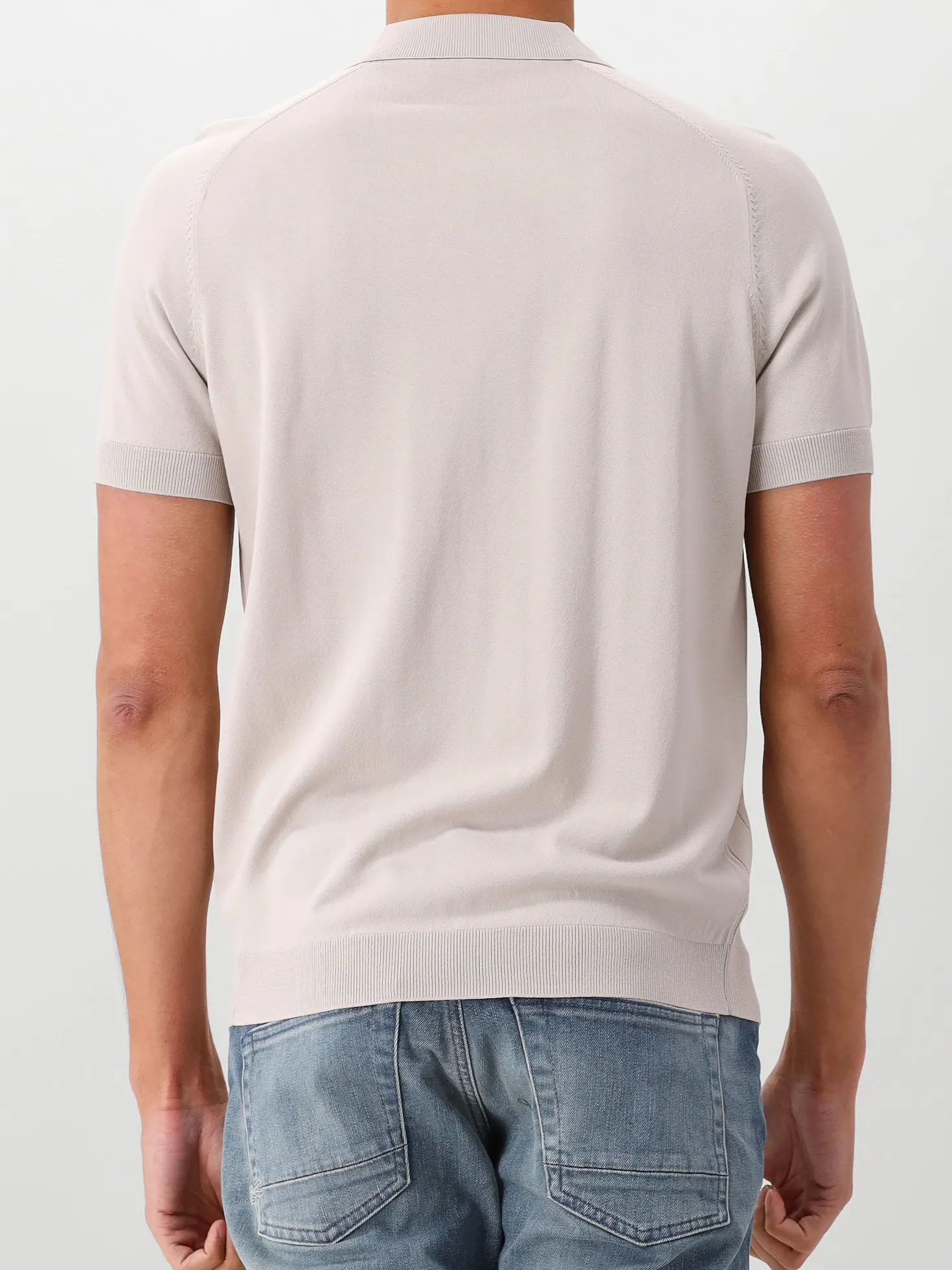 Genti Gebreide Polo Beige Zip SS