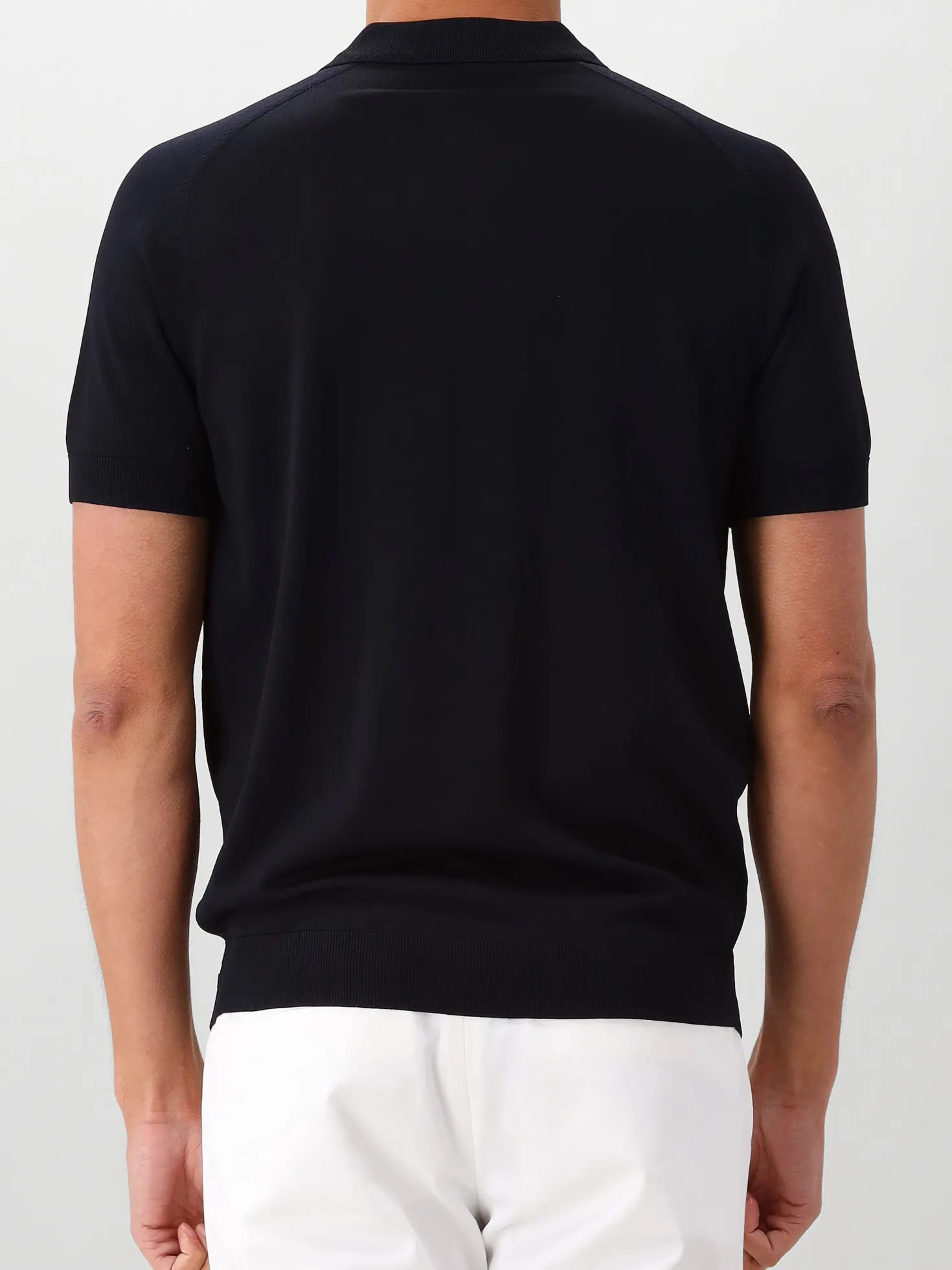 Genti Gebreide Polo Blauw Zip SS