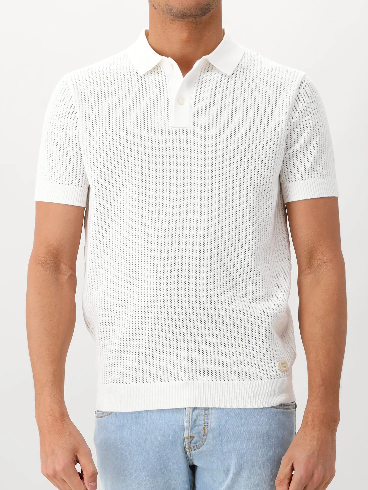 Genti Gebreide Polo Wit