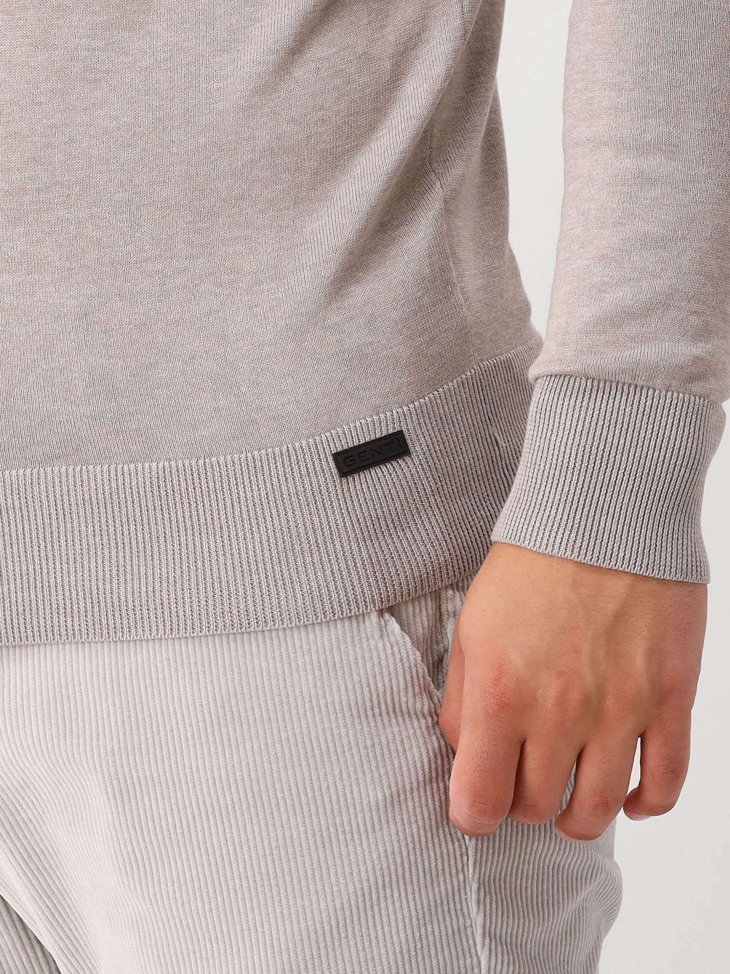 Genti Gebreide Trui Bruin Round LS