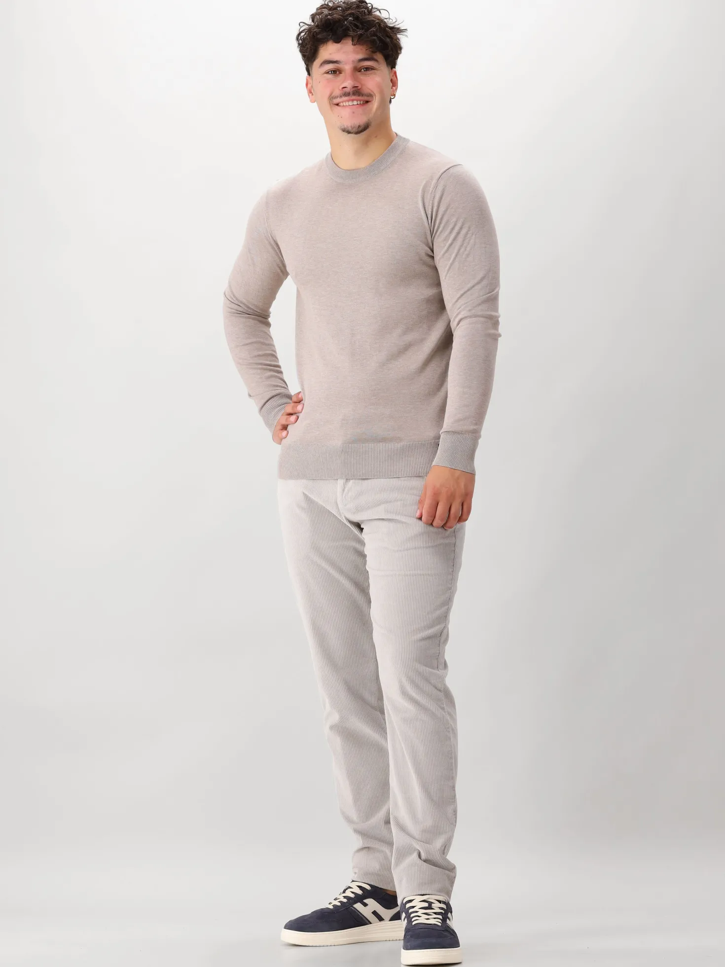 Genti Gebreide Trui Bruin Round LS