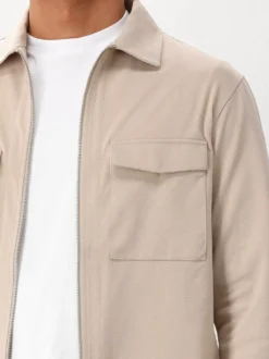 Genti Overshirt Beige Oaks Shirt Jacket Zip