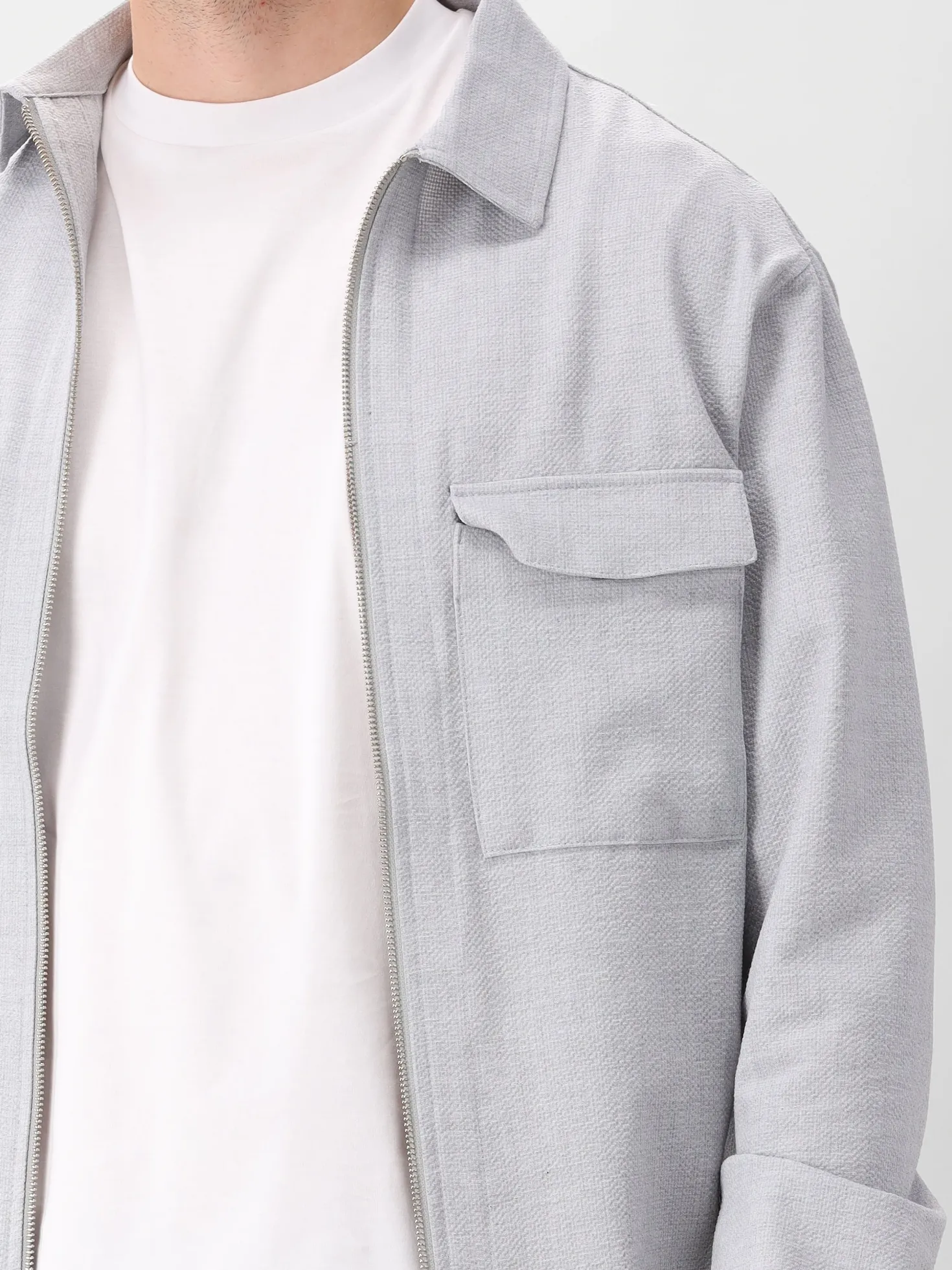 Genti Overshirt Grijs Oaks Shirt Jacket Zip