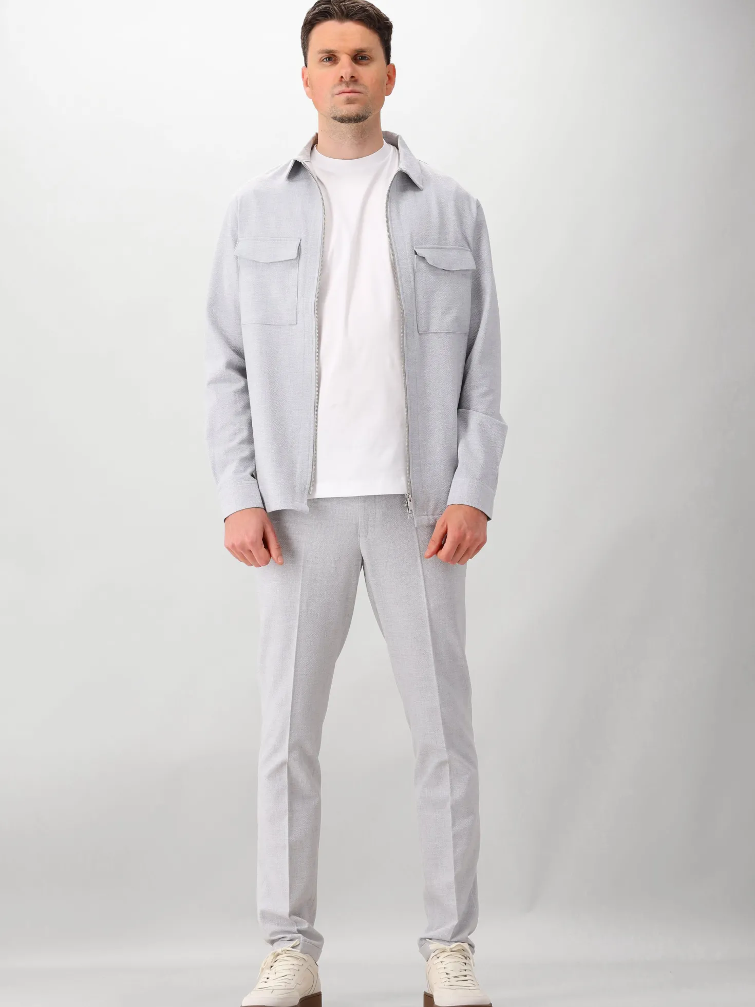 Genti Overshirt Grijs Oaks Shirt Jacket Zip