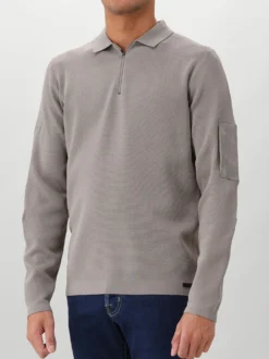 Genti Polo Grijs Zip LS