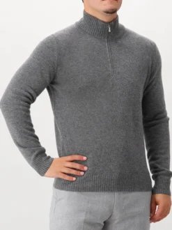 Gran Sasso Gebreide Half Zip Grijs