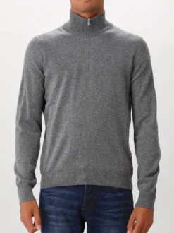 Gran Sasso Gebreide Trui Grijs Mock Zip Knitted