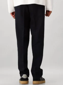 Ølaf Broek Navy Blauw Regular Twill Pleated