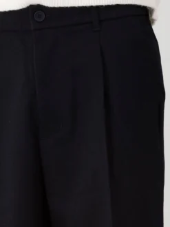 Ølaf Broek Navy Blauw Regular Twill Pleated