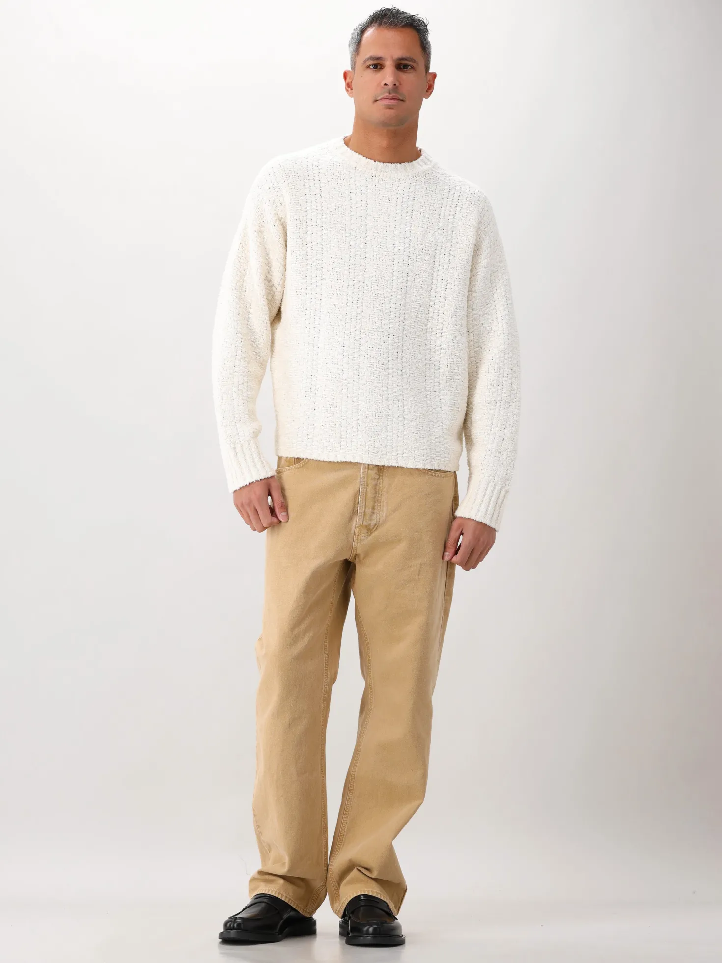 Ølaf Gebreide Trui Gebroken Wit Textured Boxy Knitted
