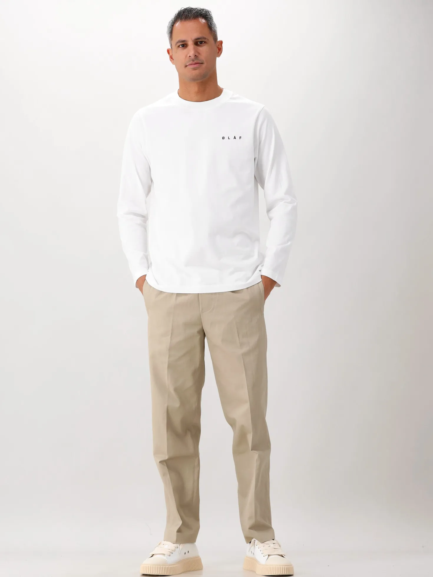 Ølaf Pantalon Beige Slim Elasticated