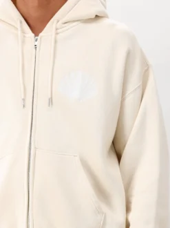 New Amsterdam Hoodie Ecru Wit Logo Zip