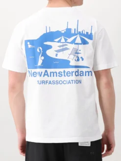 New Amsterdam T-shirt Wit Beach Sign Tee