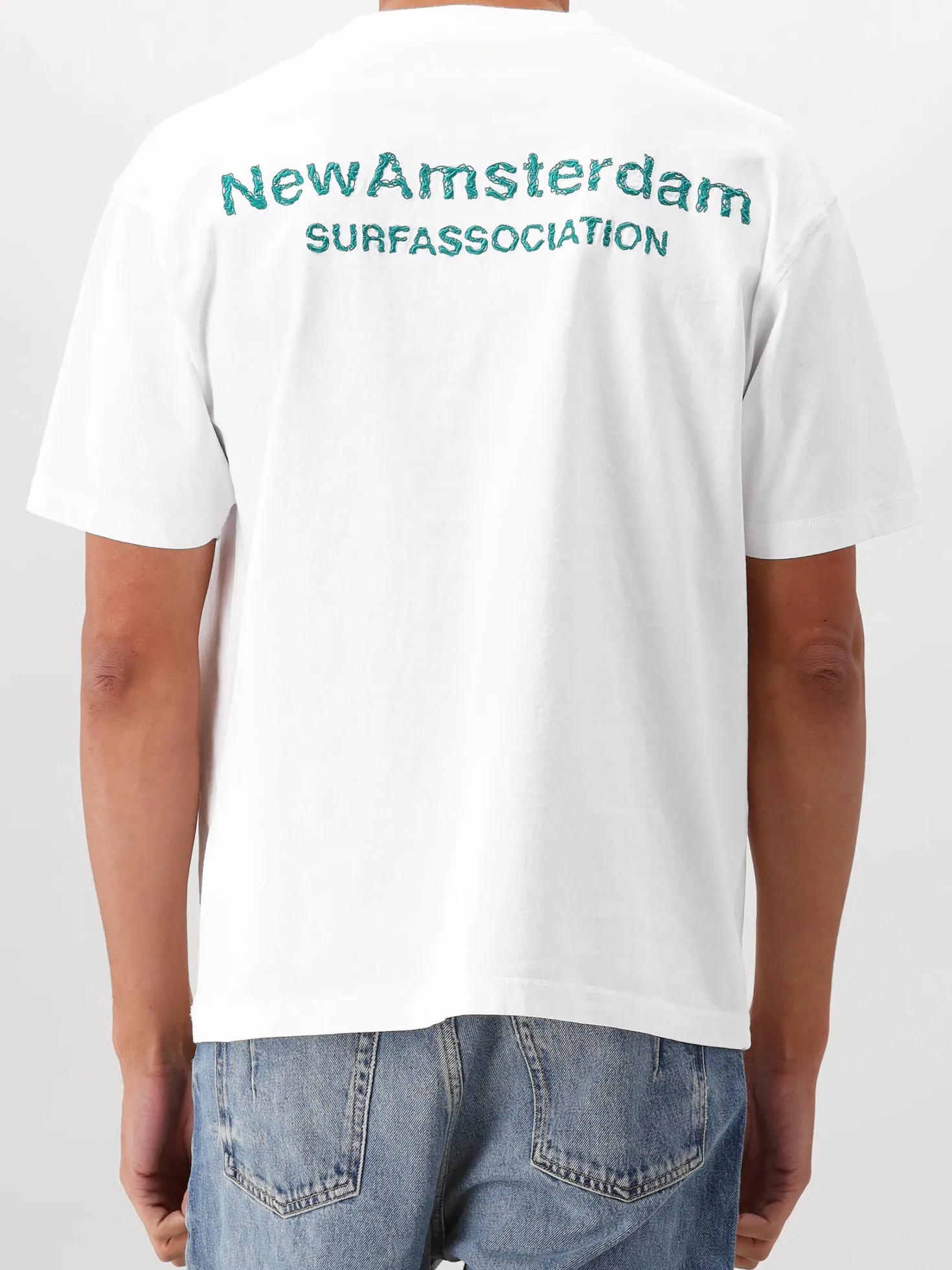 New Amsterdam T-Shirt Wit Logo Tee White Sea Green