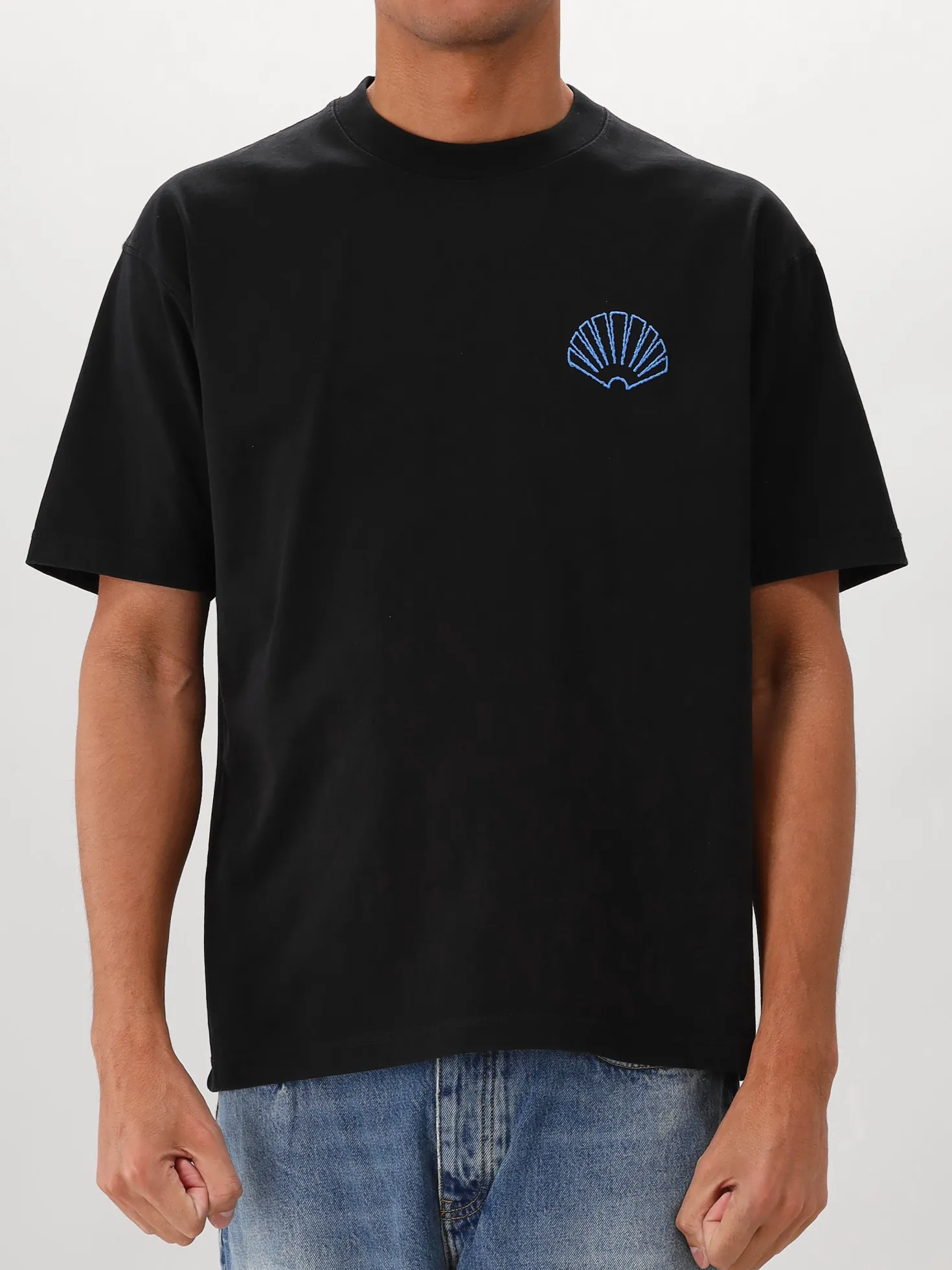 New Amsterdam T-Shirt Zwart Logo Tee Black Acid Blue