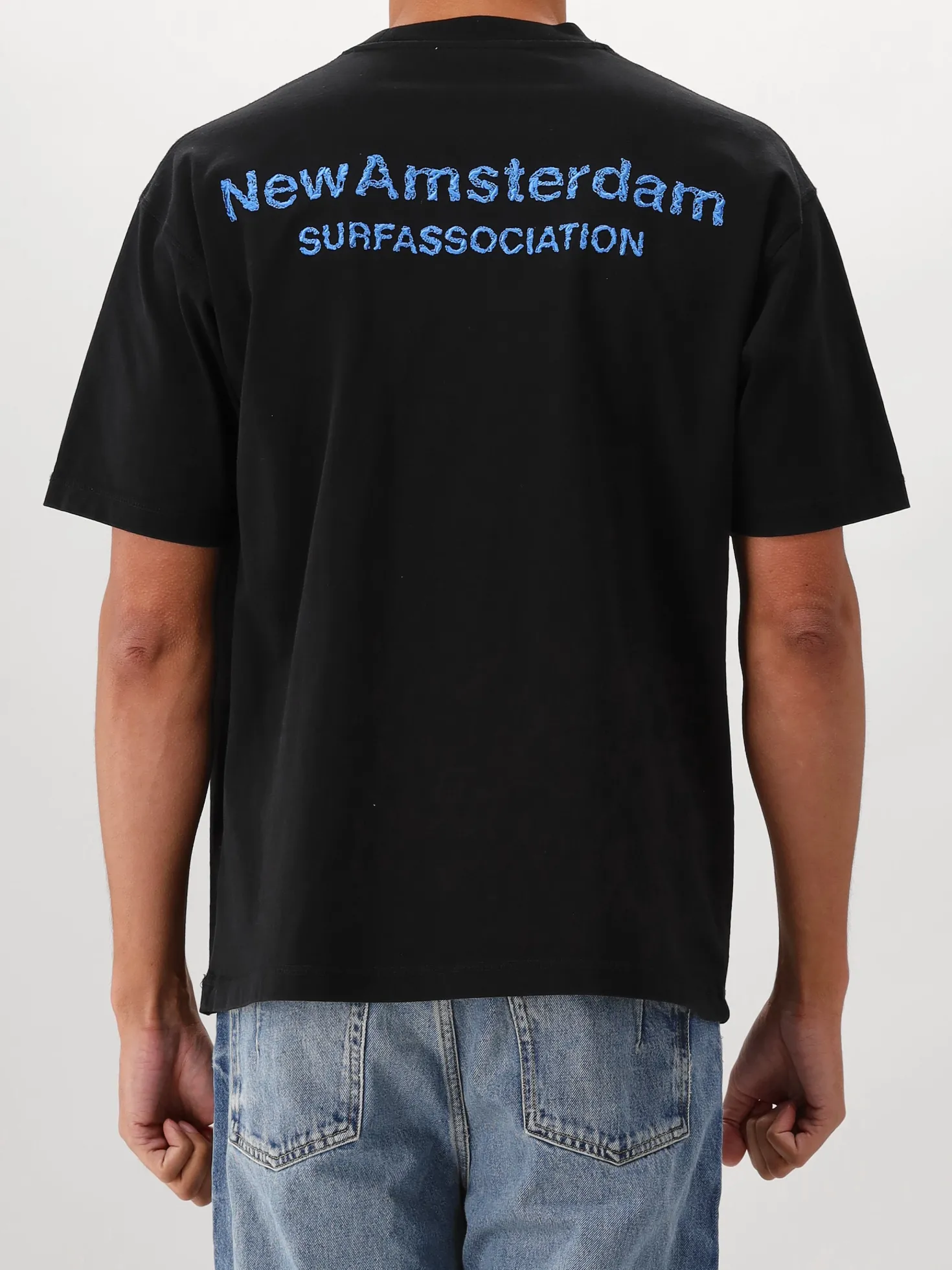 New Amsterdam T-Shirt Zwart Logo Tee Black Acid Blue