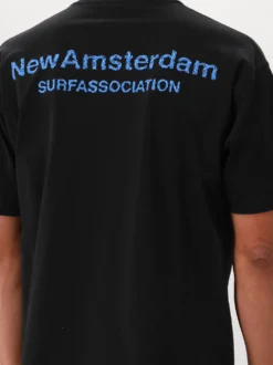 New Amsterdam T-Shirt Zwart Logo Tee Black Acid Blue