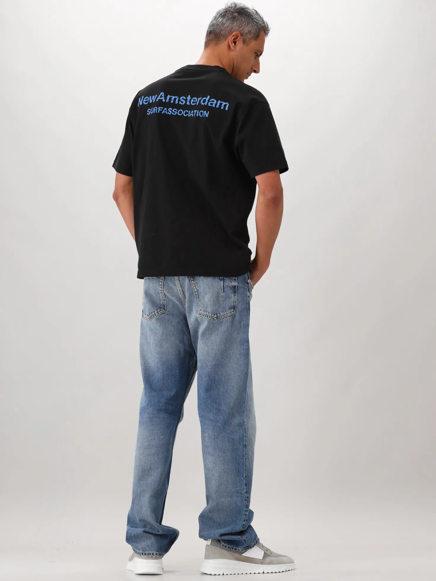 New Amsterdam T-Shirt Zwart Logo Tee Black Acid Blue