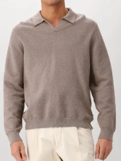 NN.07 Gebreide Polo Bruin Paul LS