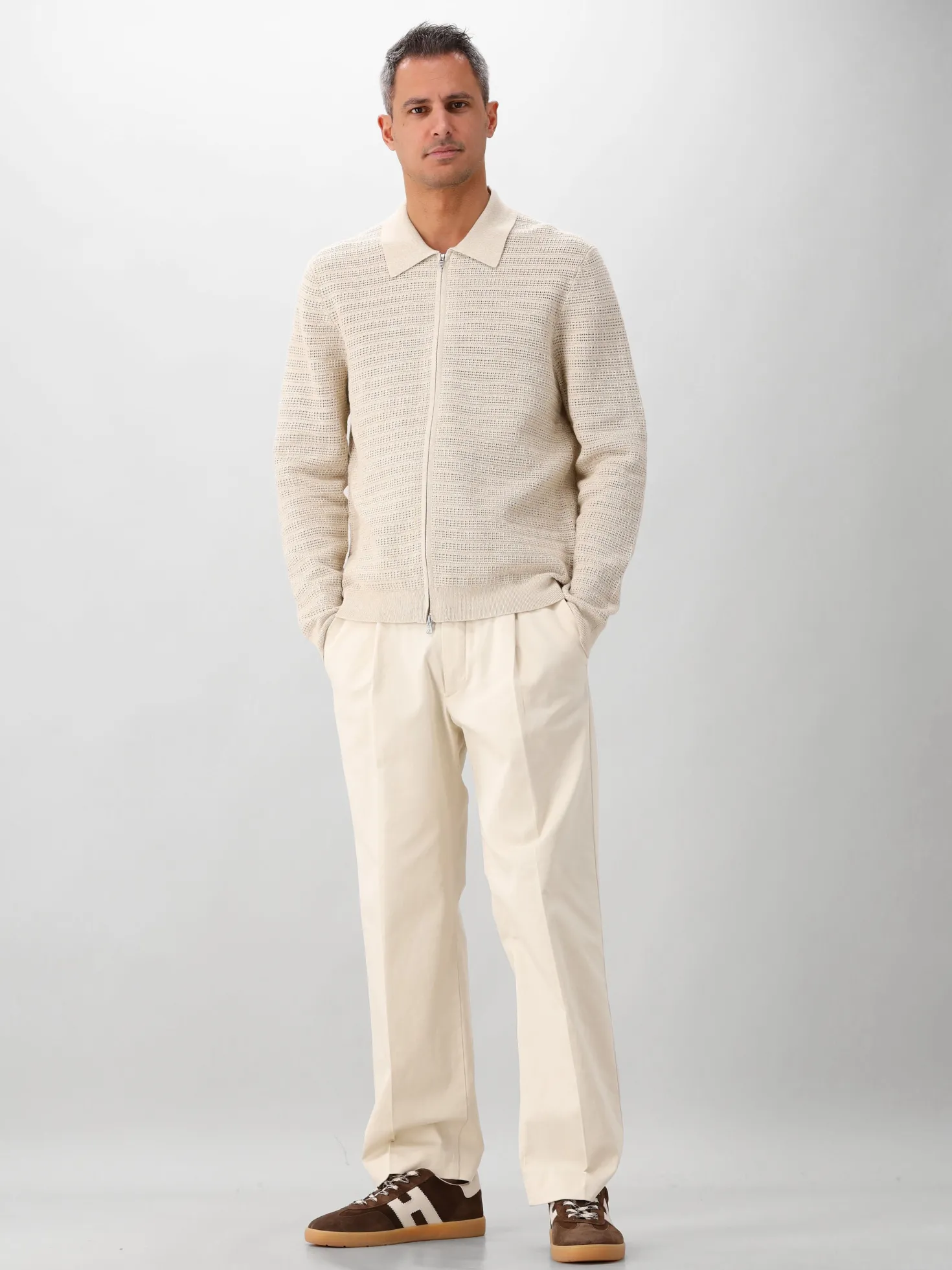 NN.07Gebreid Vest Beige Gustav LS Zip
