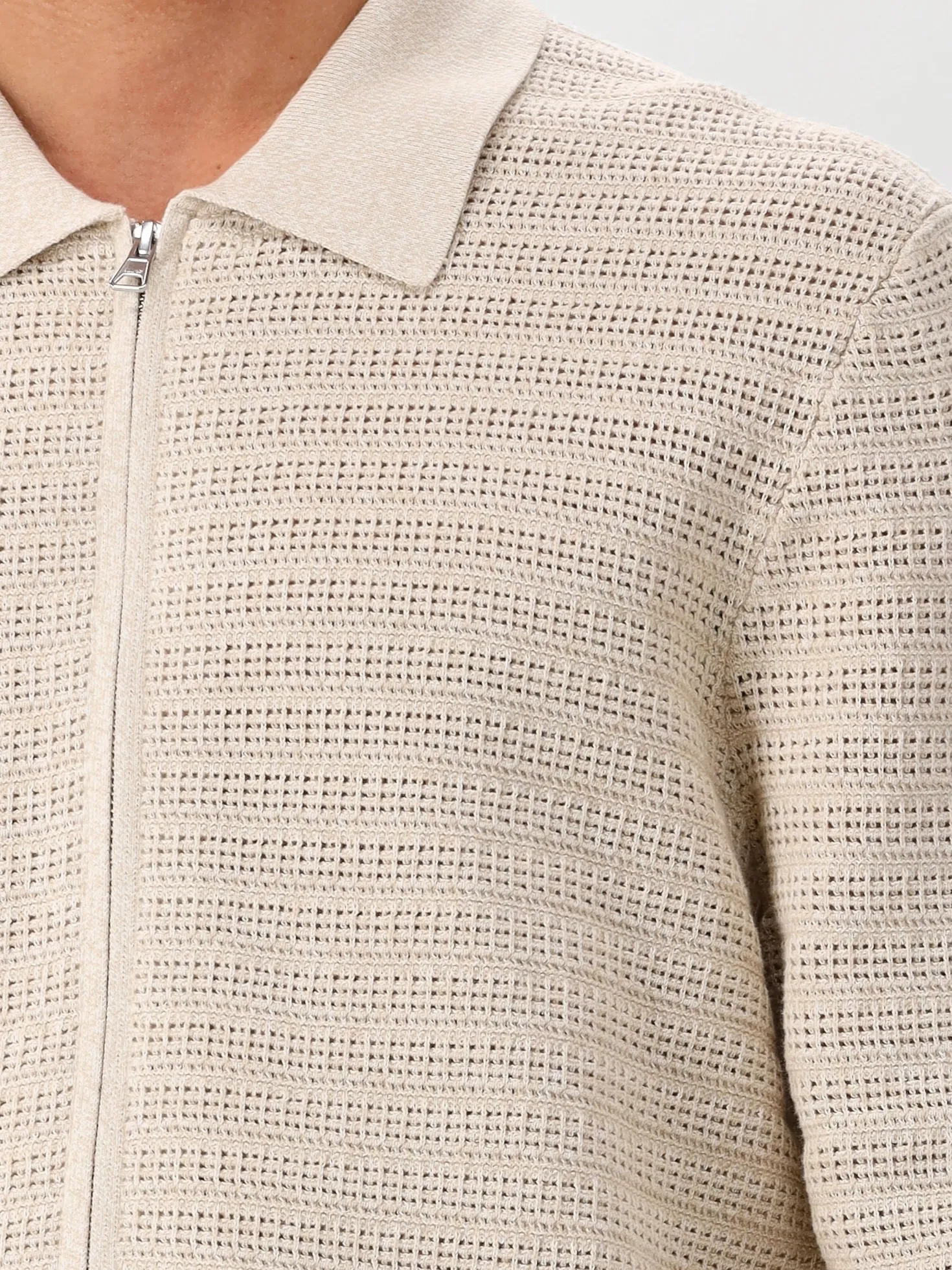 NN.07Gebreid Vest Beige Gustav LS Zip