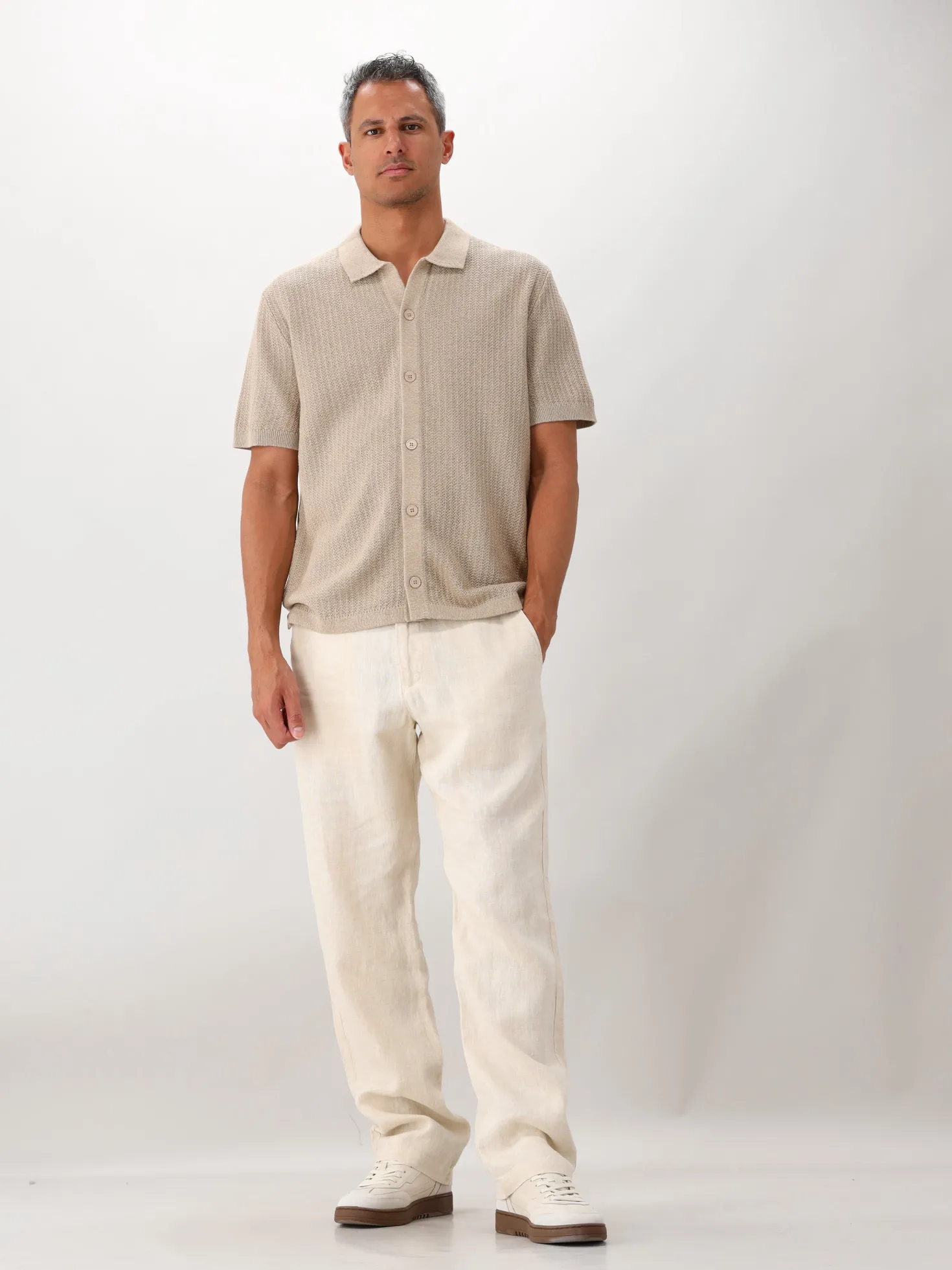 NN.07 Shortsleeve Overhemd Beige Ares Knit
