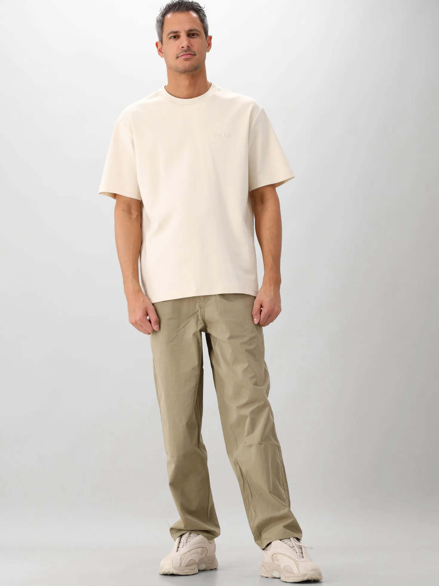 NN.07 T-Shirt Beige Nat SS Logo Tee