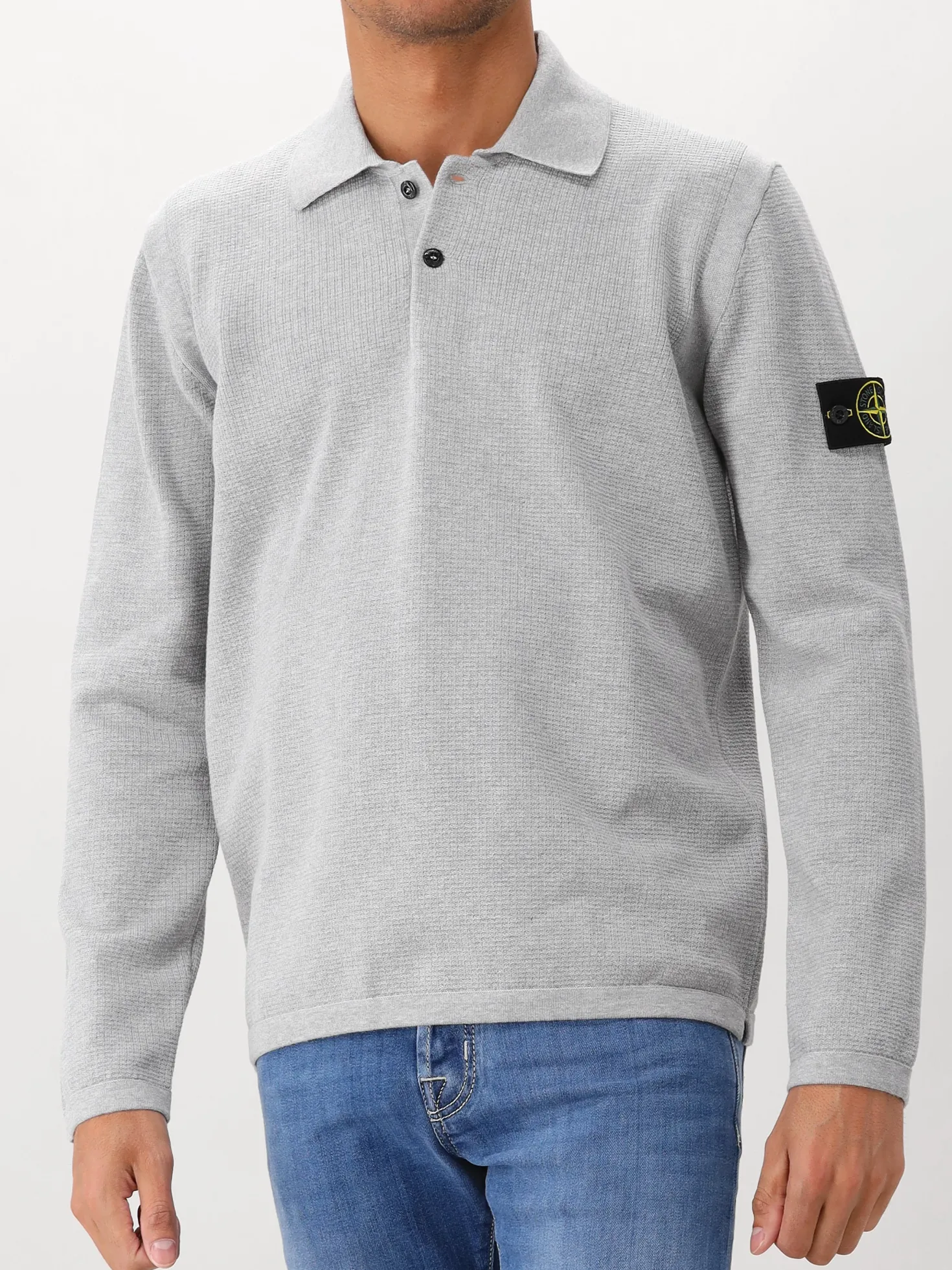 Stone IslandGebreide Longsleeve Polo Grijs