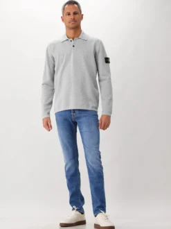 Stone IslandGebreide Longsleeve Polo Grijs
