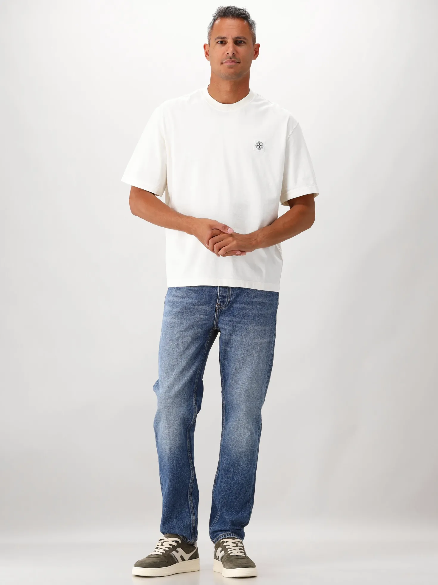 Stone Island T-shirt Wit Patch Logo