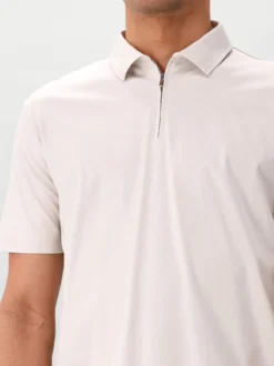 Valenza Polo Grijs Supima Polo Zip Pearl Grey