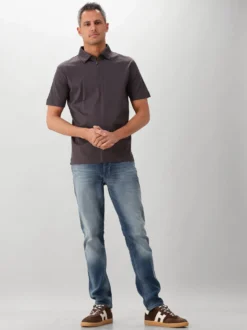 Valenza Polo Supima Zip Collar Asphalt