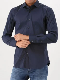 Xacus Overhemd Blauw Classic Shirt Slim Fit