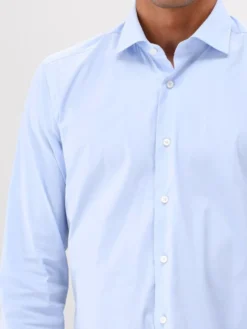 Xacus Overhemd Blauw Classic Shirt Slim Fit