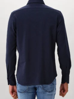 Xacus Overhemd Blauw Knitted Shirt Tailor Fit