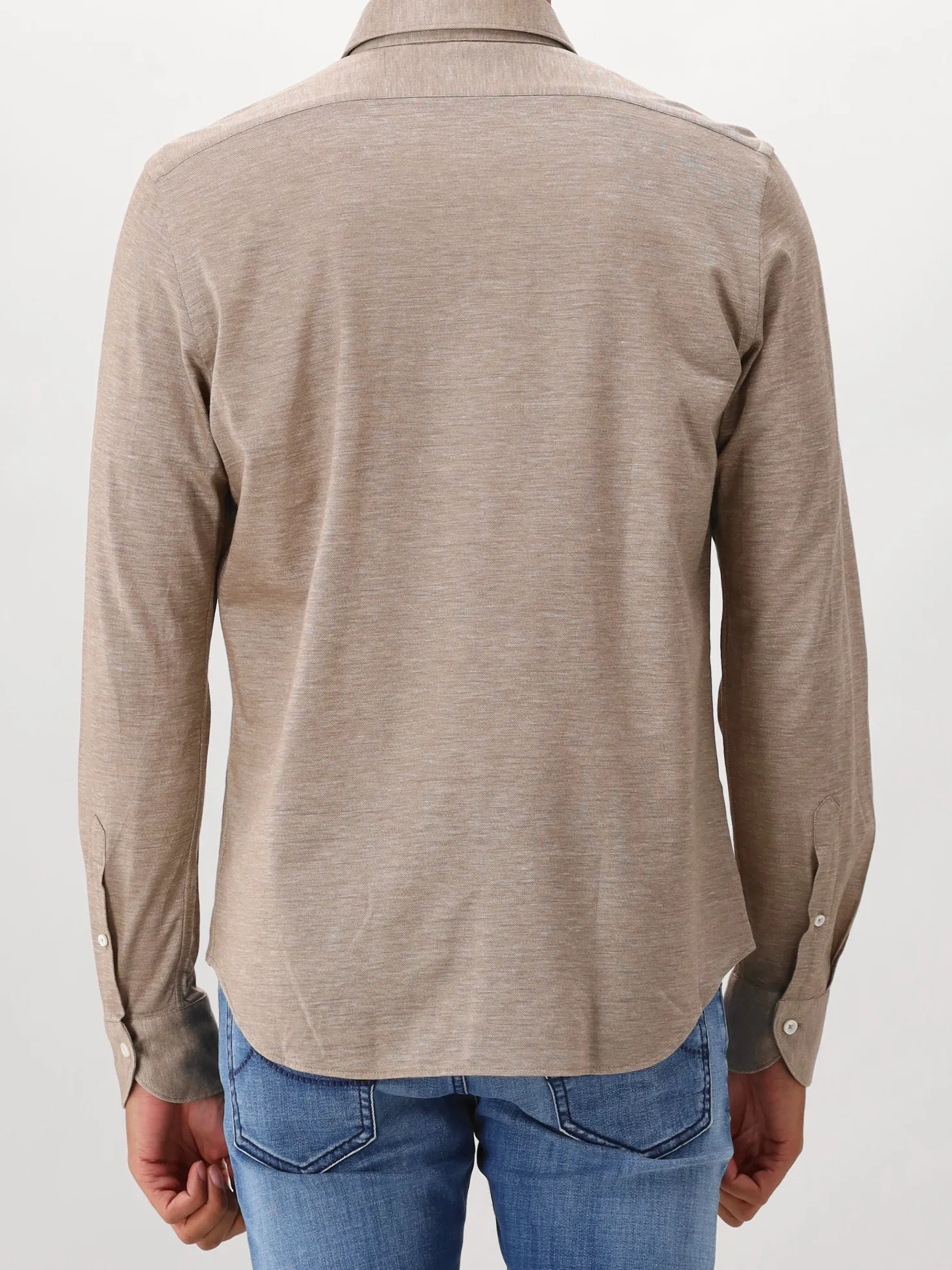 Xacus Overhemd Bruin Knitted Shirt Tailor Fit