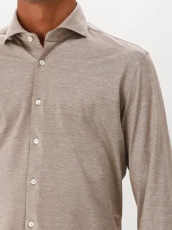 Xacus Overhemd Bruin Knitted Shirt Tailor Fit