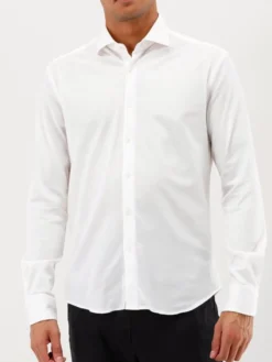 Xacus Overhemd Wit Jersey Shirt Tailor Fit