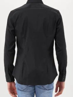 Xacus Overhemd Zwart Classic Shirt Slim Fit