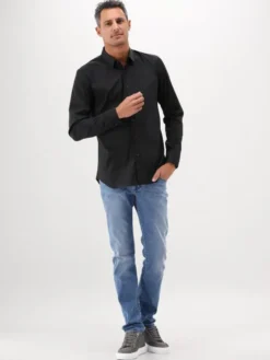 Xacus Overhemd Zwart Classic Shirt Slim Fit